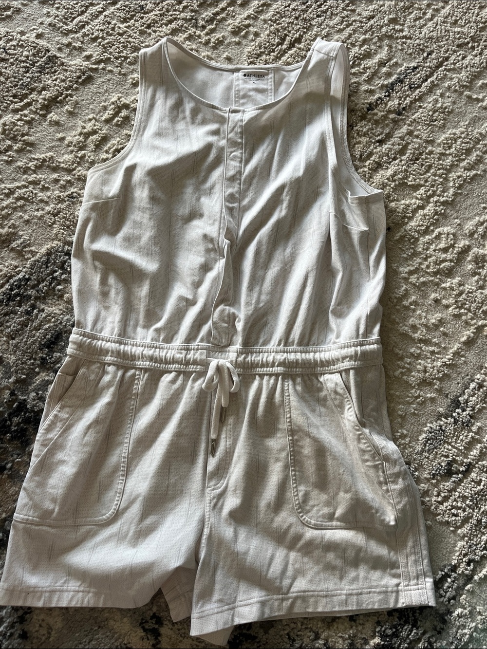 Athleta White Sleeveless Drawstring Romper. XL